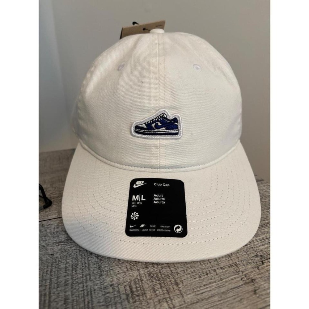NWT Nike Club Cap White Adult M L Dunk Low Sneaker Patch Adjustable Strap